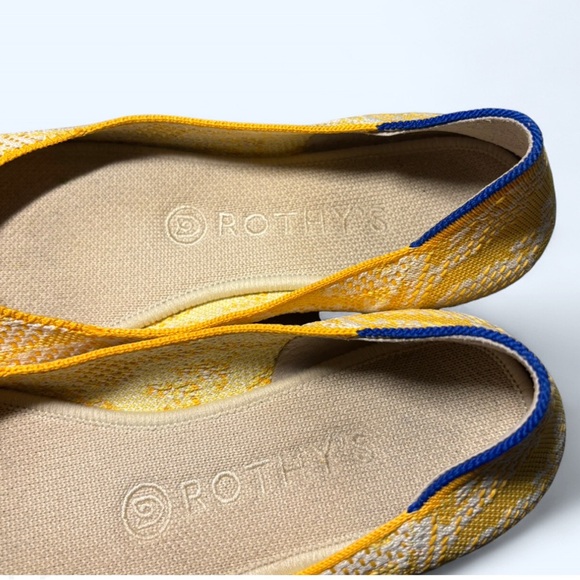 Rothy’s Daisy Yellow White Floral Printed Square Toe Flats Women’s, Size 8.5 - Picture 6 of 11
